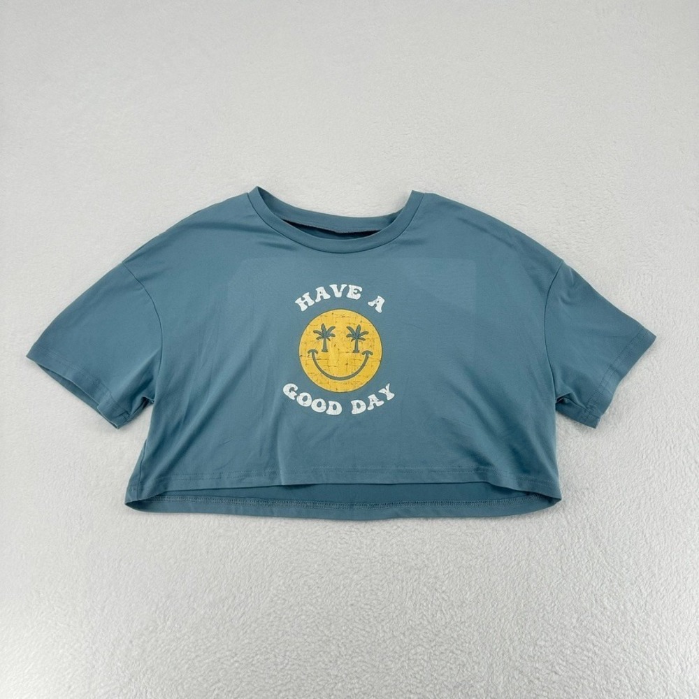 Shein Have A Good Day‎ Smiley Face Crop Top Blue Size S